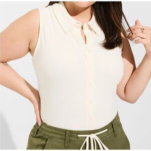 Torrid CreamSuper Soft  Rib Sleeveless Top